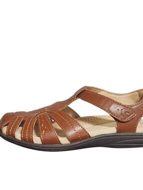 Earth Spirit Sandals Womens Size 6 Sintetico Strappy Closed Toe Brown